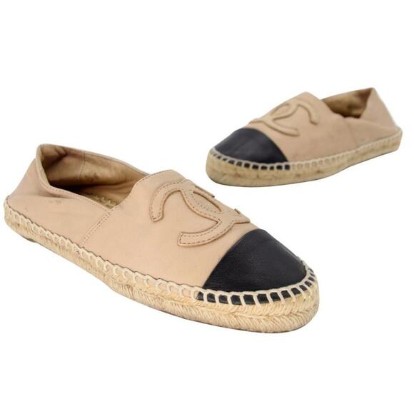 Chanel Embroidered Espadrille 37 Leather CC Cap Toe Flats CC-0803N-0006 - Picture 2 of 12